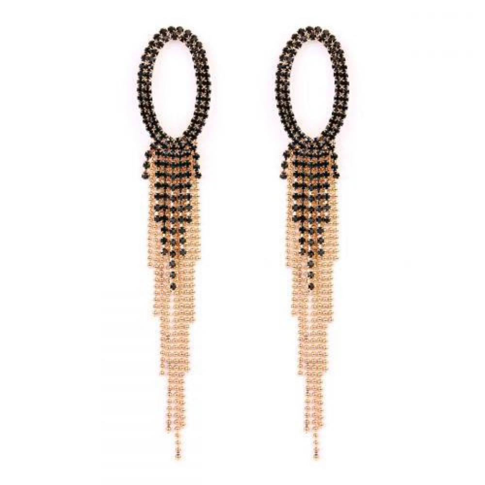 THE CHLOE OVAL CHANDELIER EARRINGS in BLACK